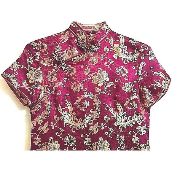 Asian Chinese Dress. Purple Metallic Gold New - Picture 2 of 6